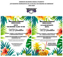 EMERSON INCOMING MIDDLE SCHOOL STUDENTS! ¡ESTUDIANTES INGRESANTES DE LA ESCUELA SECUNDARIA DE EMERSON!